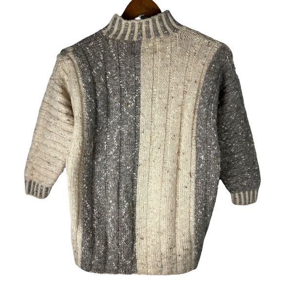 Vintage Knitting Needles Womens Sz S Sweater 1/2 Sleeve Hand Knit Wool Blend - Picture 3 of 5